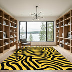 Bold Yellow Black Wavy Lines Rug