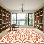 Orange Ivory Organic Abstract Swirl Rug