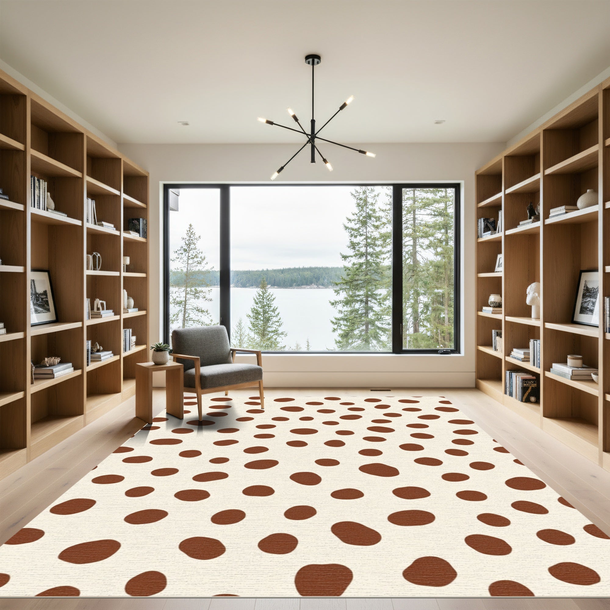 Cream Brown Spot Scatter Rug