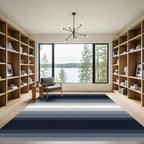 Modern Navy Gray Gradient Stripes Rug