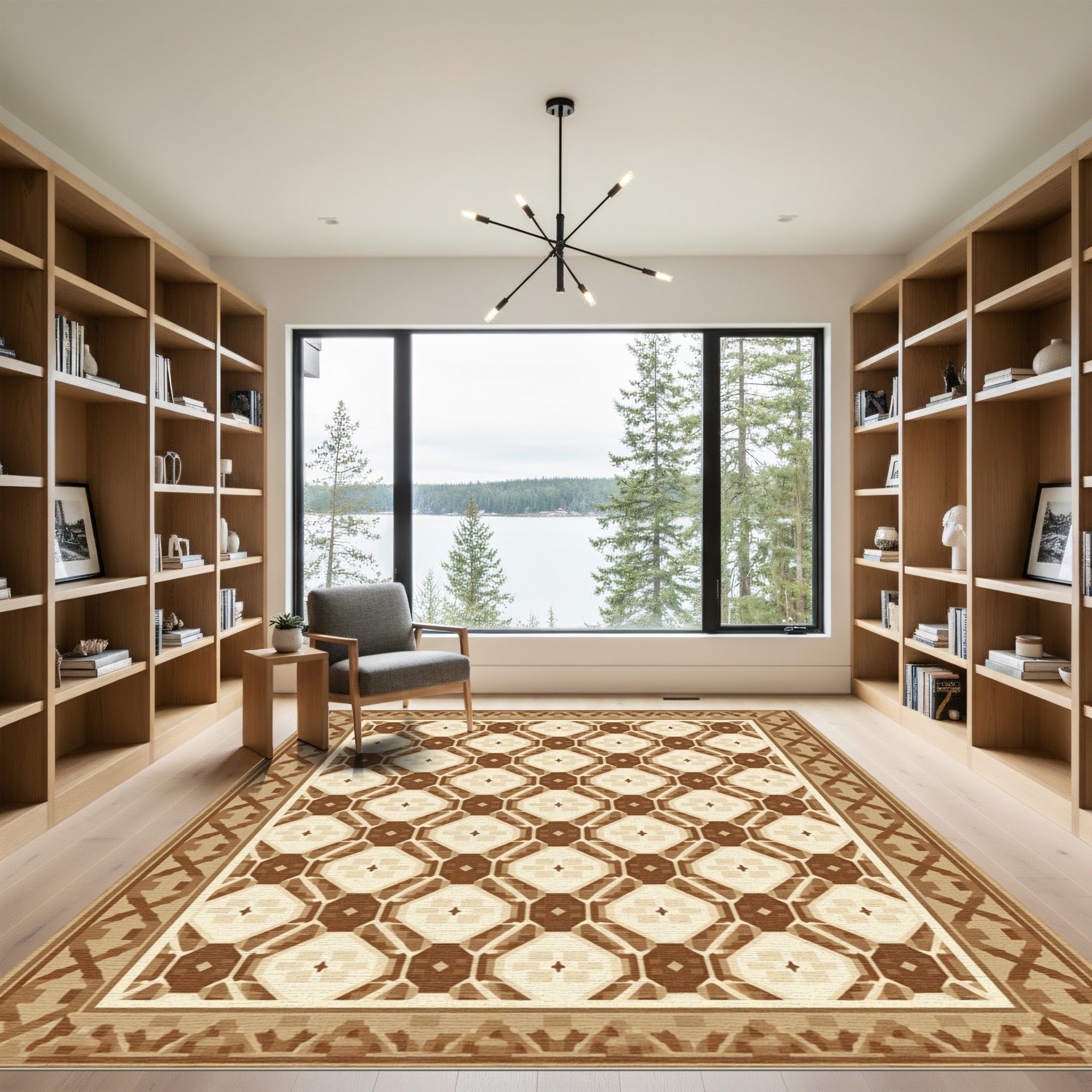 Earthy Tones Geometric Diamond Arrangement Rug