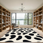 Bold Black Spots Cream Background Rug