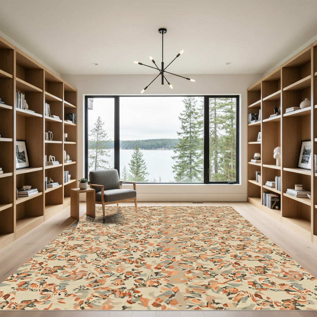 Earthy Tones Abstract Floral Collage Rug