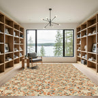 Earthy Tones Abstract Floral Collage Rug