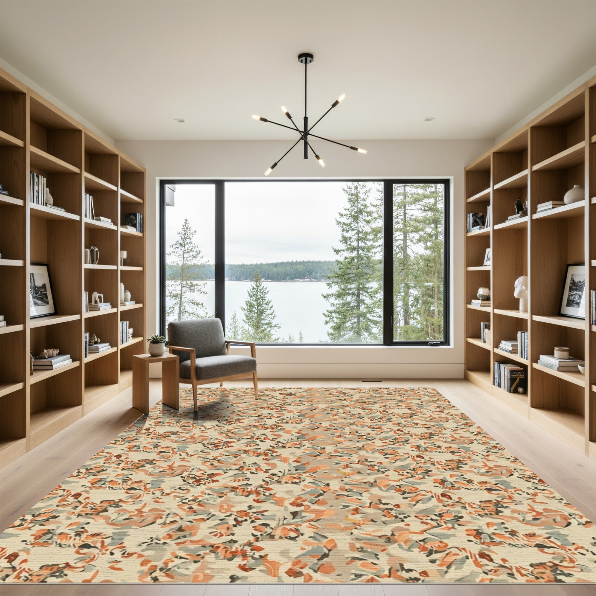 Earthy Tones Abstract Floral Collage Rug