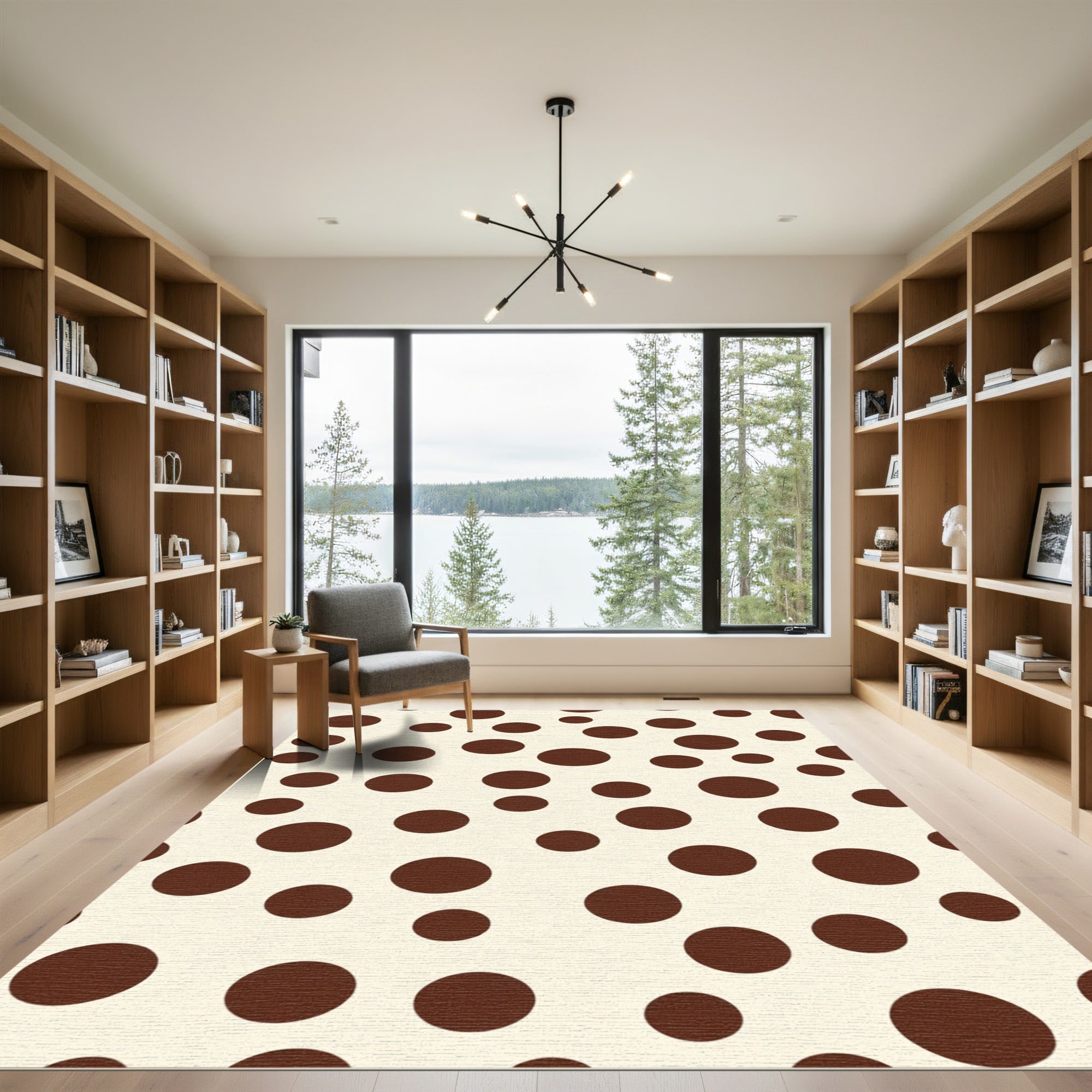 Creamy Brown Polka Dot Rug