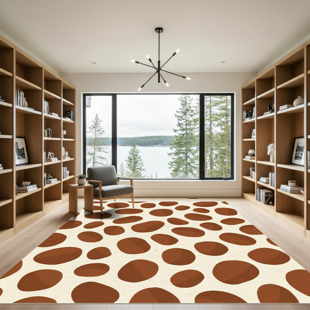 Earthy Brown Spotted Organic Rounds Rug