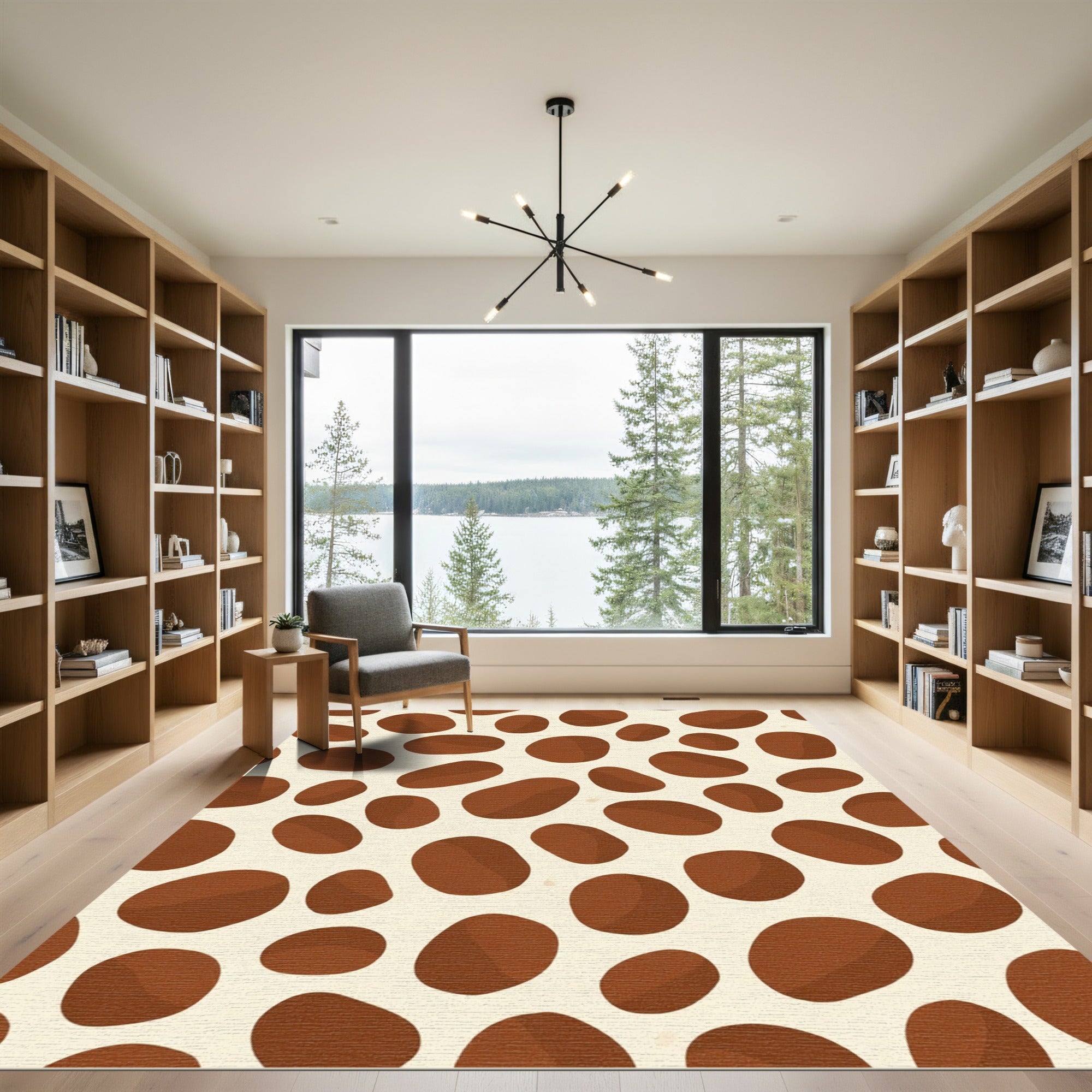 Earthy Brown Spotted Organic Rounds Rug