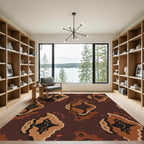 Earthy Brown Abstract Organic Shapes Rug