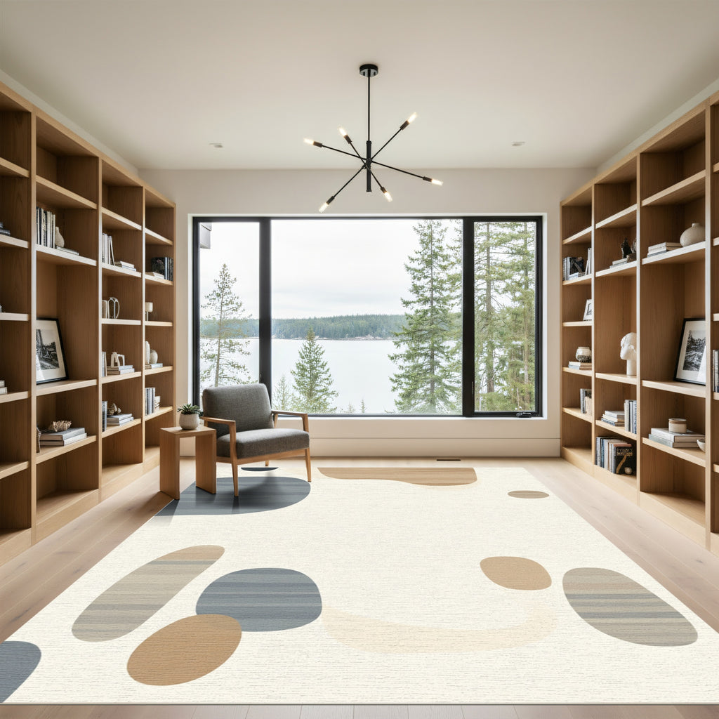Abstract Warm Earthy Tone Pebble Rug