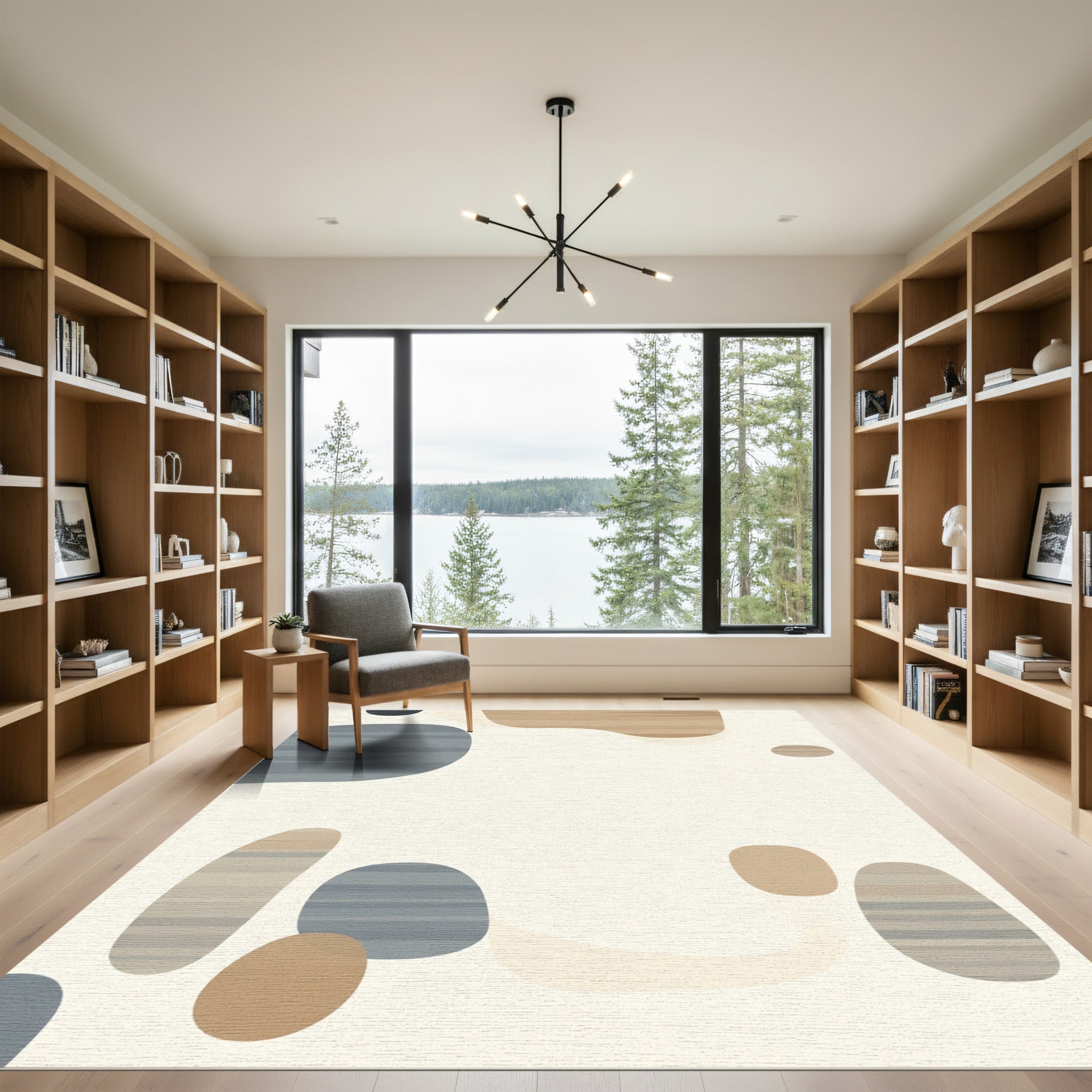 Abstract Warm Earthy Tone Pebble Rug