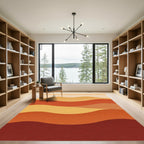 Earthy Terracotta Wavy Layered Landscape Rug