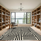 Chic Black Cream Interlocking Geometric Rug