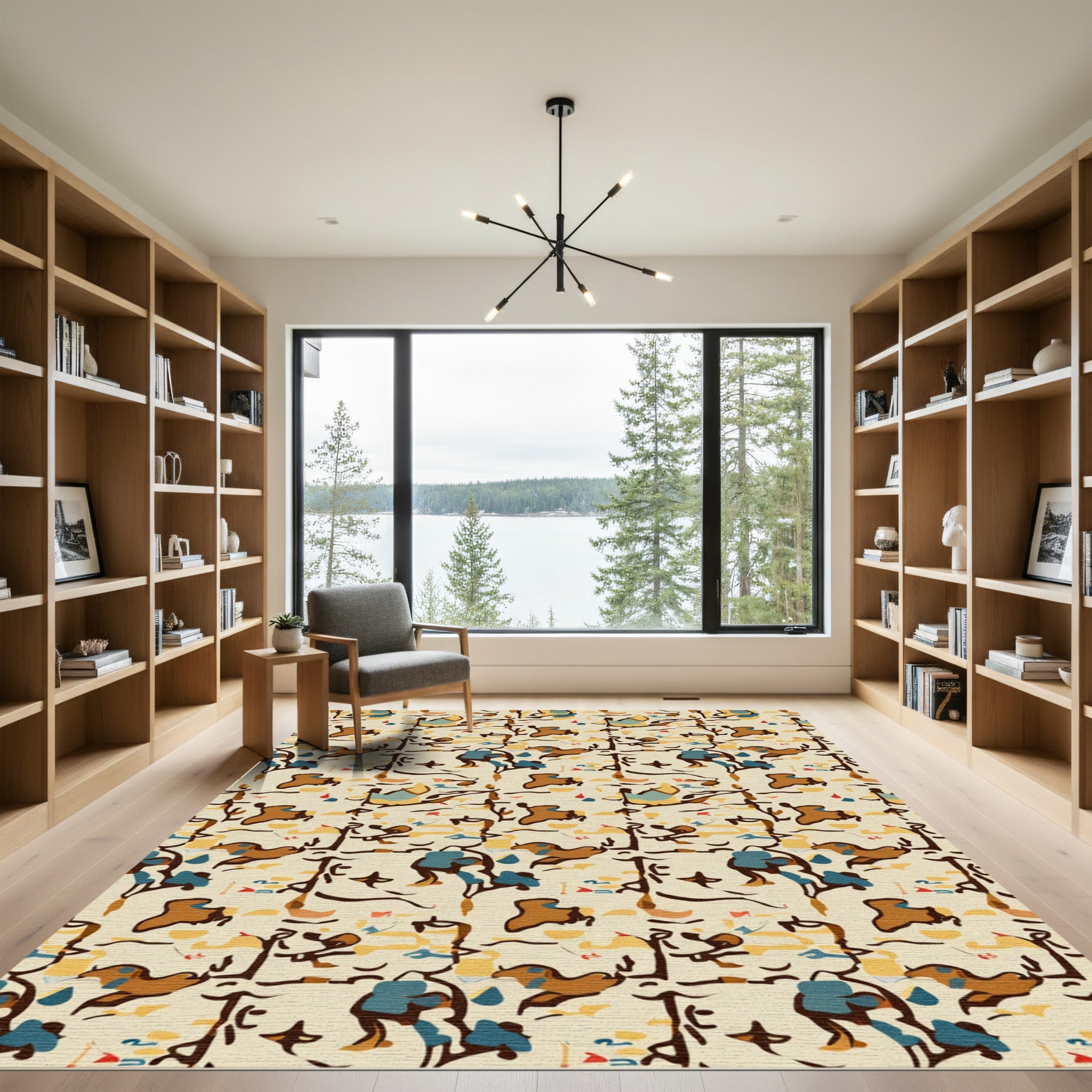 Eclectic Abstract Earthy Tone Shapes Rug