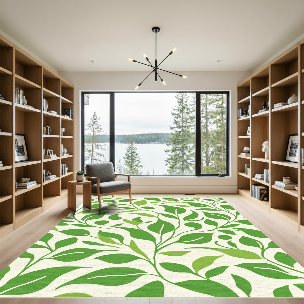 Classic Green Leaf Vine Foliage Rug