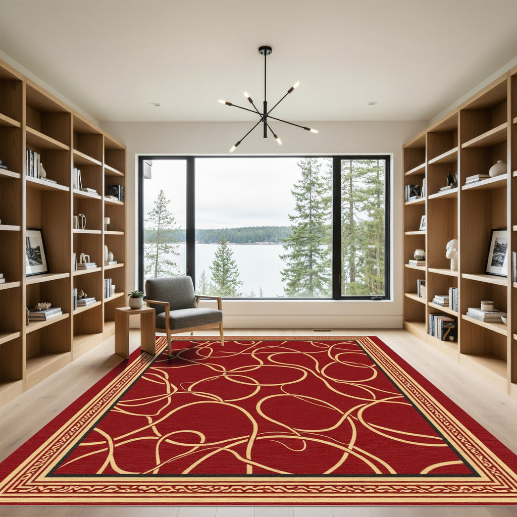 Crimson Gold Intertwined Border Rug