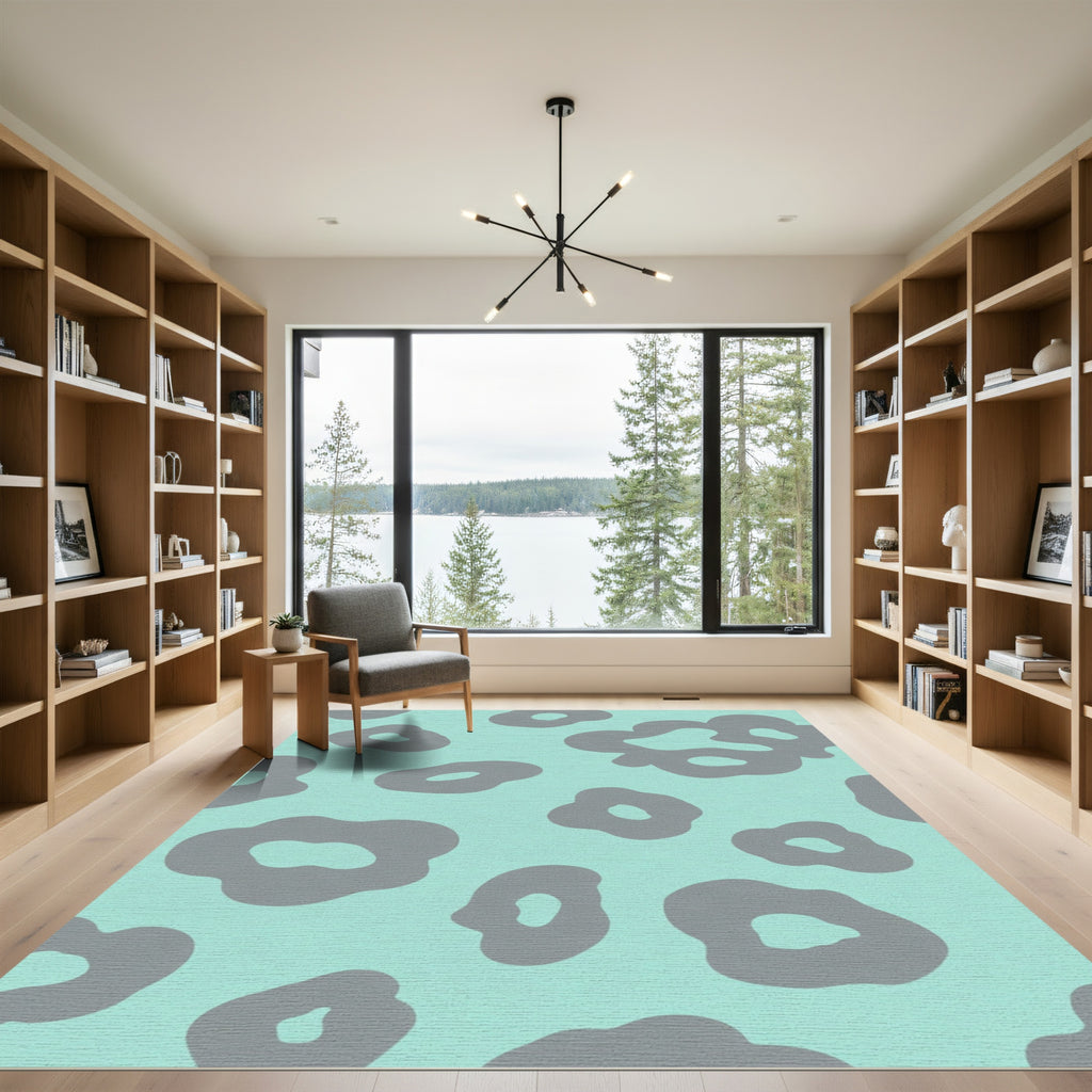 Aqua Gray Organic Spots Rug