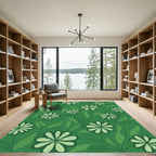 Emerald Green Floral Foliage Throw Rug
