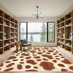 Brown White Amoeba Organic Shapes Rug
