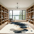 Navy Blue Abstract Ink Wash Rug