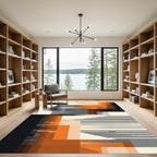 Urban Orange Gray Geometric Blocks Rug
