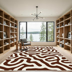 Brown White Organic Swirls Rug