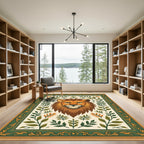 Majestic Lion Among Green Foliage Rug