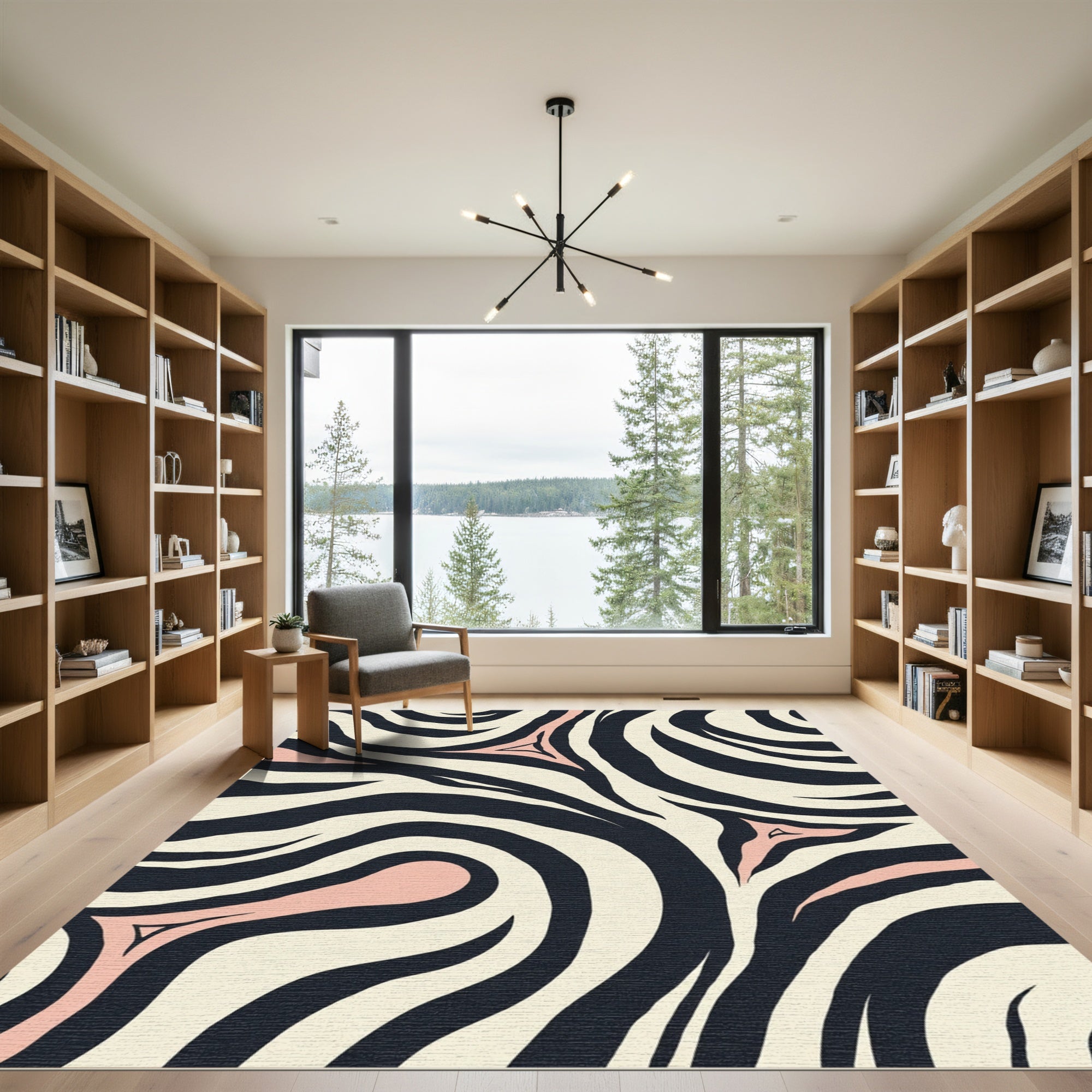 Blush Pink Zebra Swirl Rug
