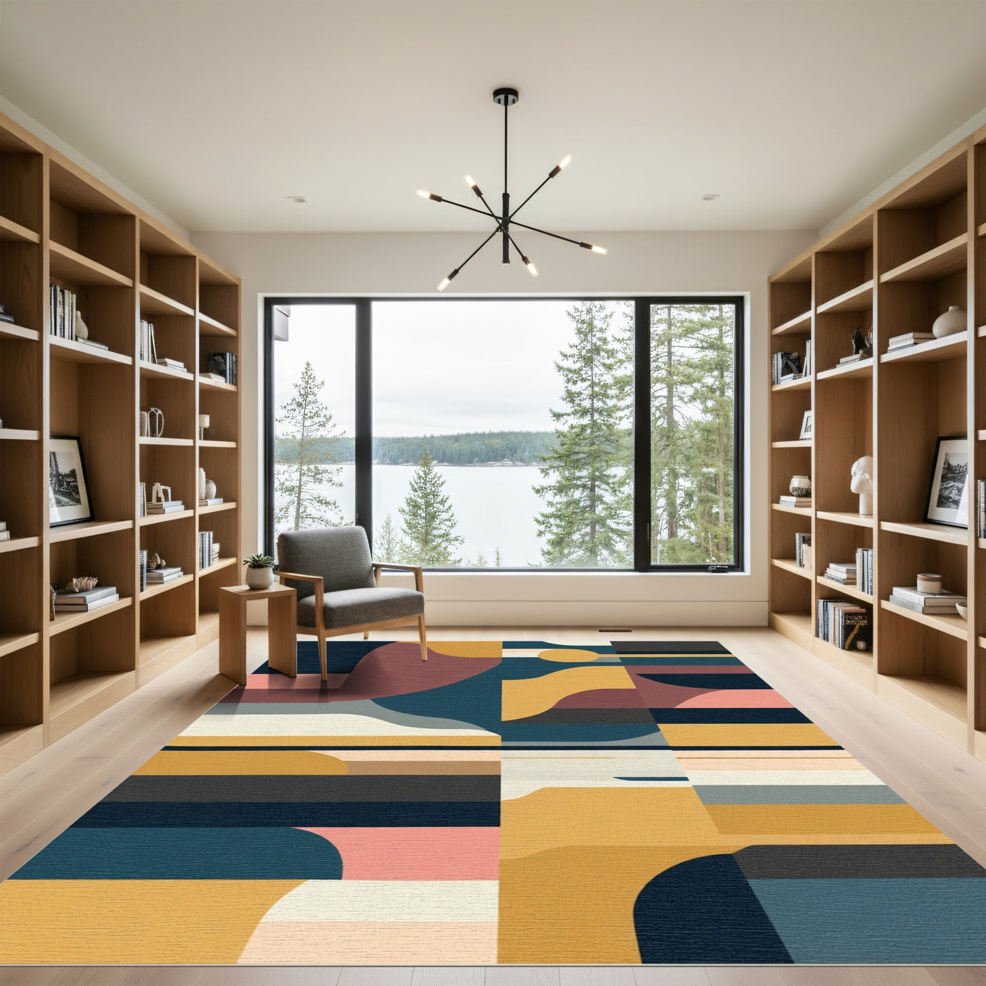 Mid Century Modern Geometric Color Block Rug