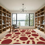 Crimson Circles Abstract Scattered Rug