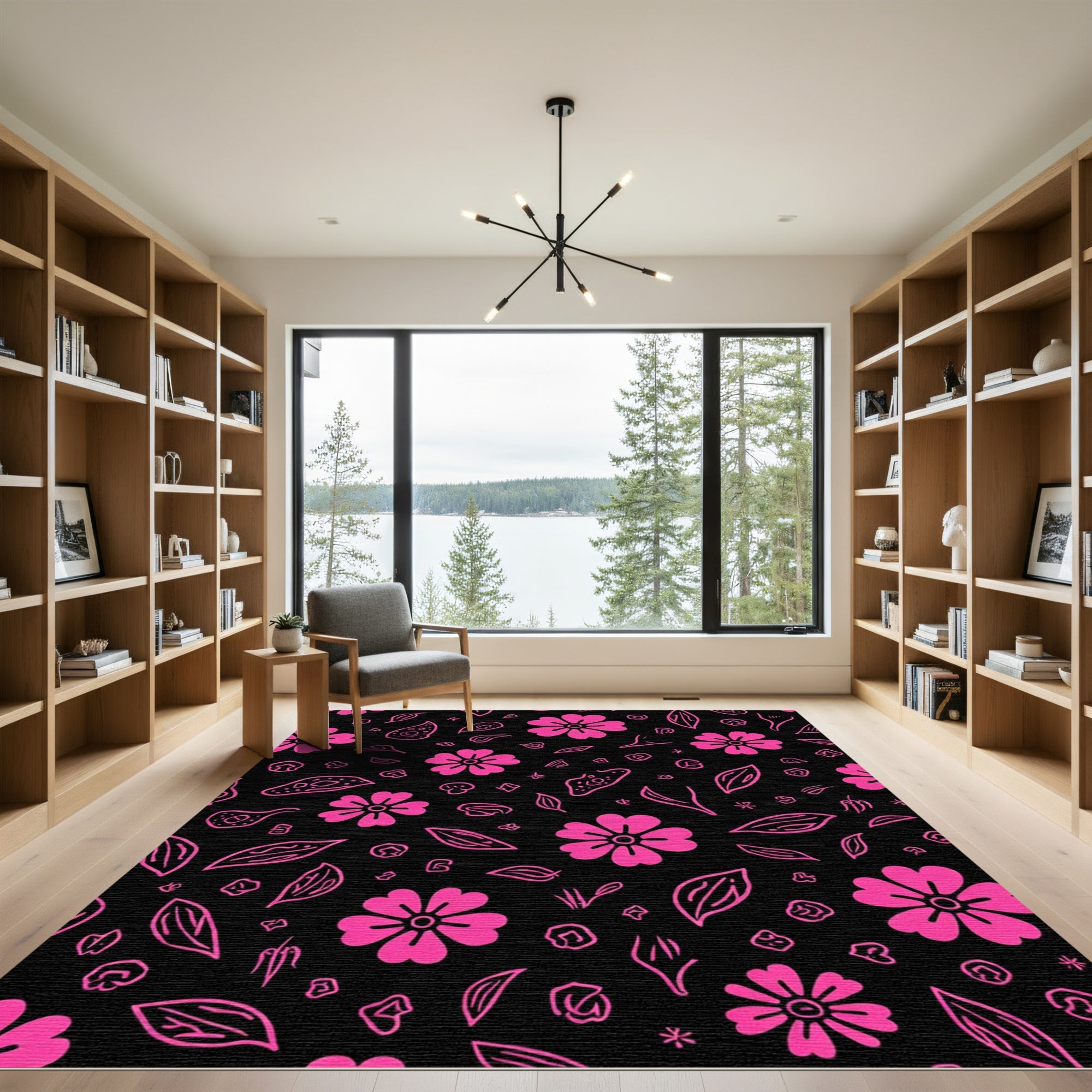 Hot Pink Cherry Blossom Scatter Rug