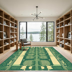 Green Checkerboard Archway Landscape Rug