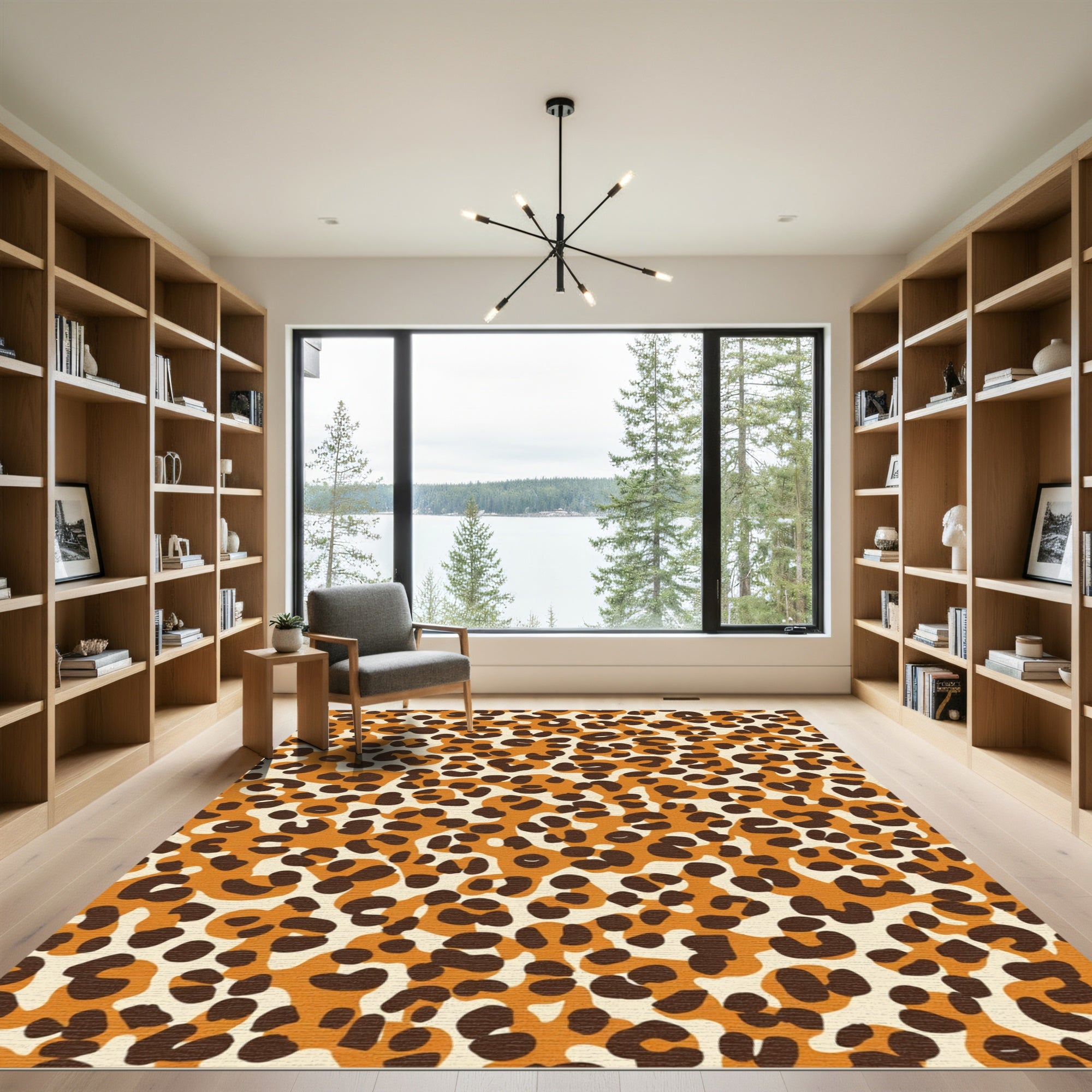 Classic Amber Brown Leopard Spots Rug