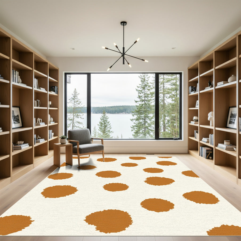 Warm Ochre Speckled Round Rug