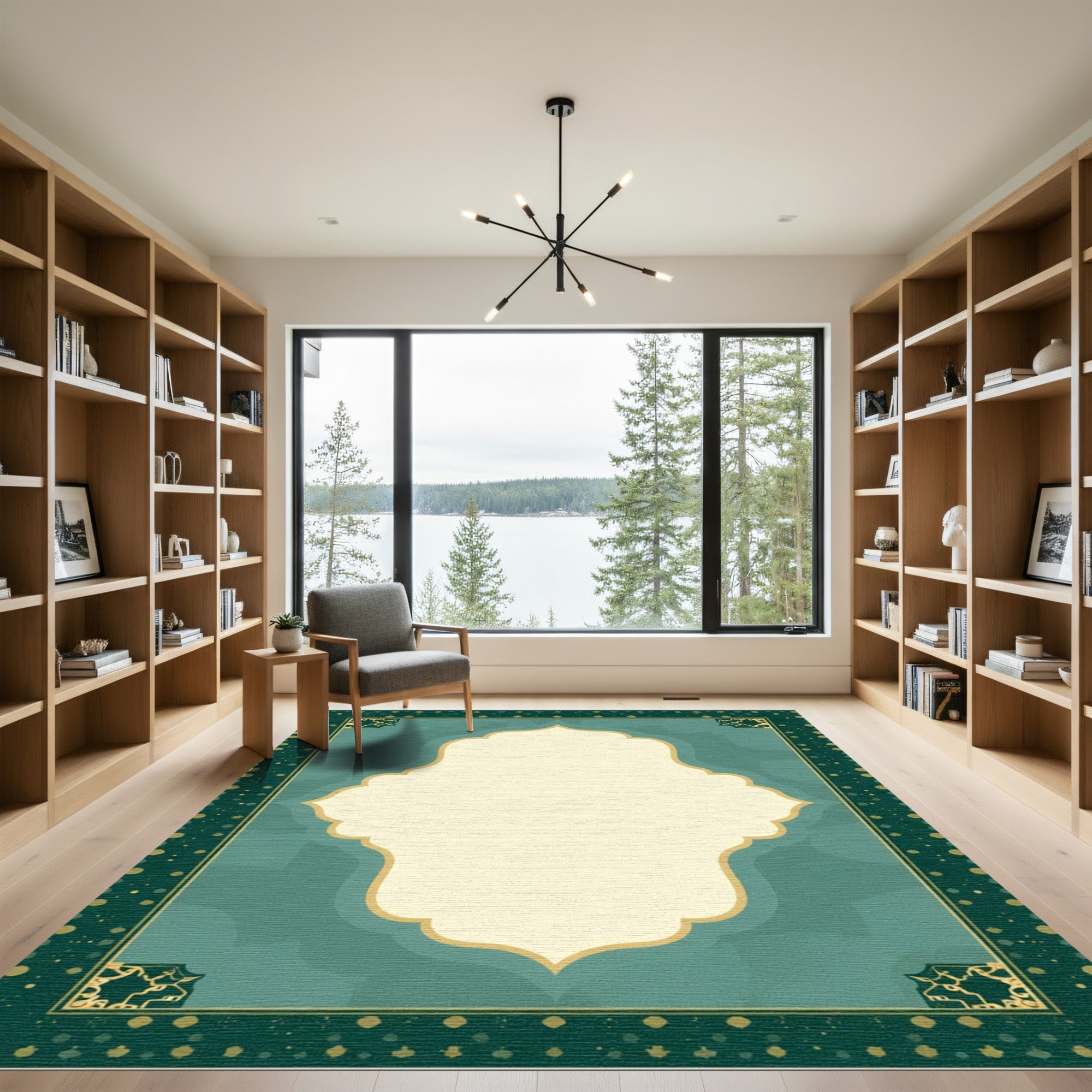 Emerald Golden Arched Frame Rug