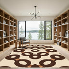 Brown Cream Ring Chain Pattern Rug