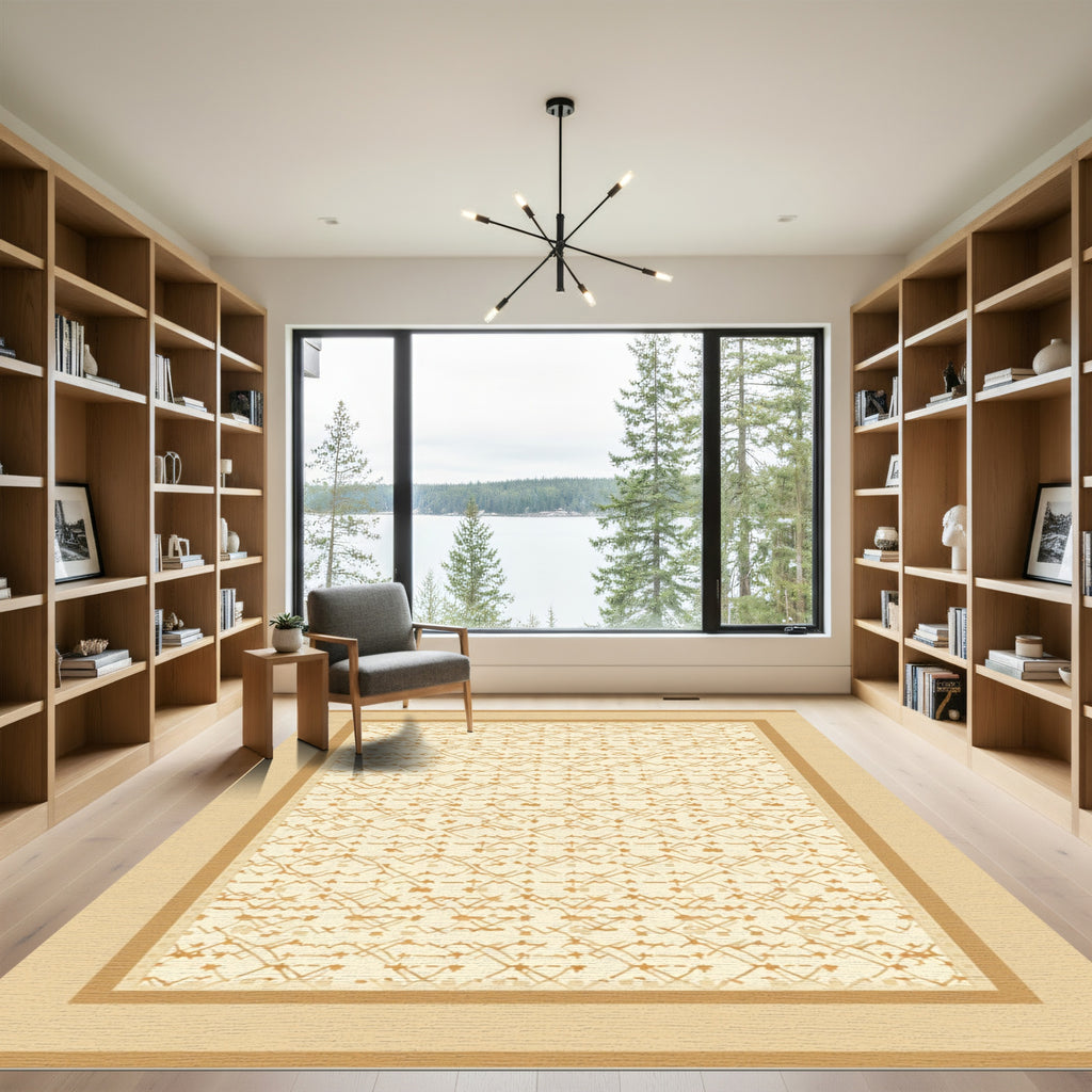 Tan Lattice Abstract Geometric Rug