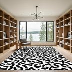 Monochromatic Abstract Jigsaw Shapes Rug