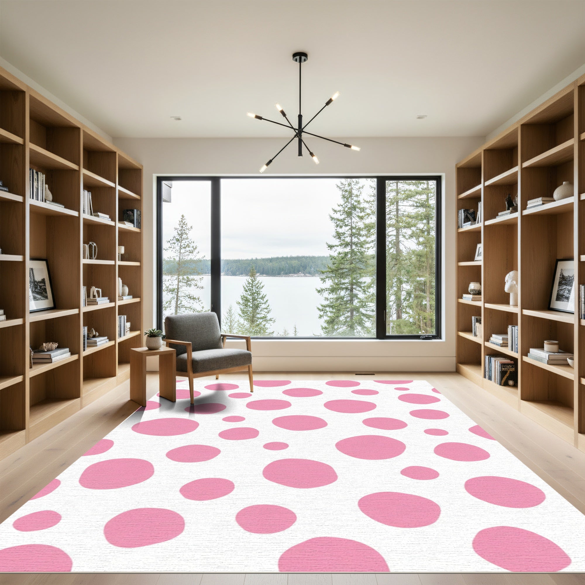 Pink Dot Scattered Composition Rug