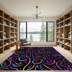 Neon Swirls Abstract Triangles Rug