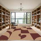 Terracotta Beige Abstract Arch Rug