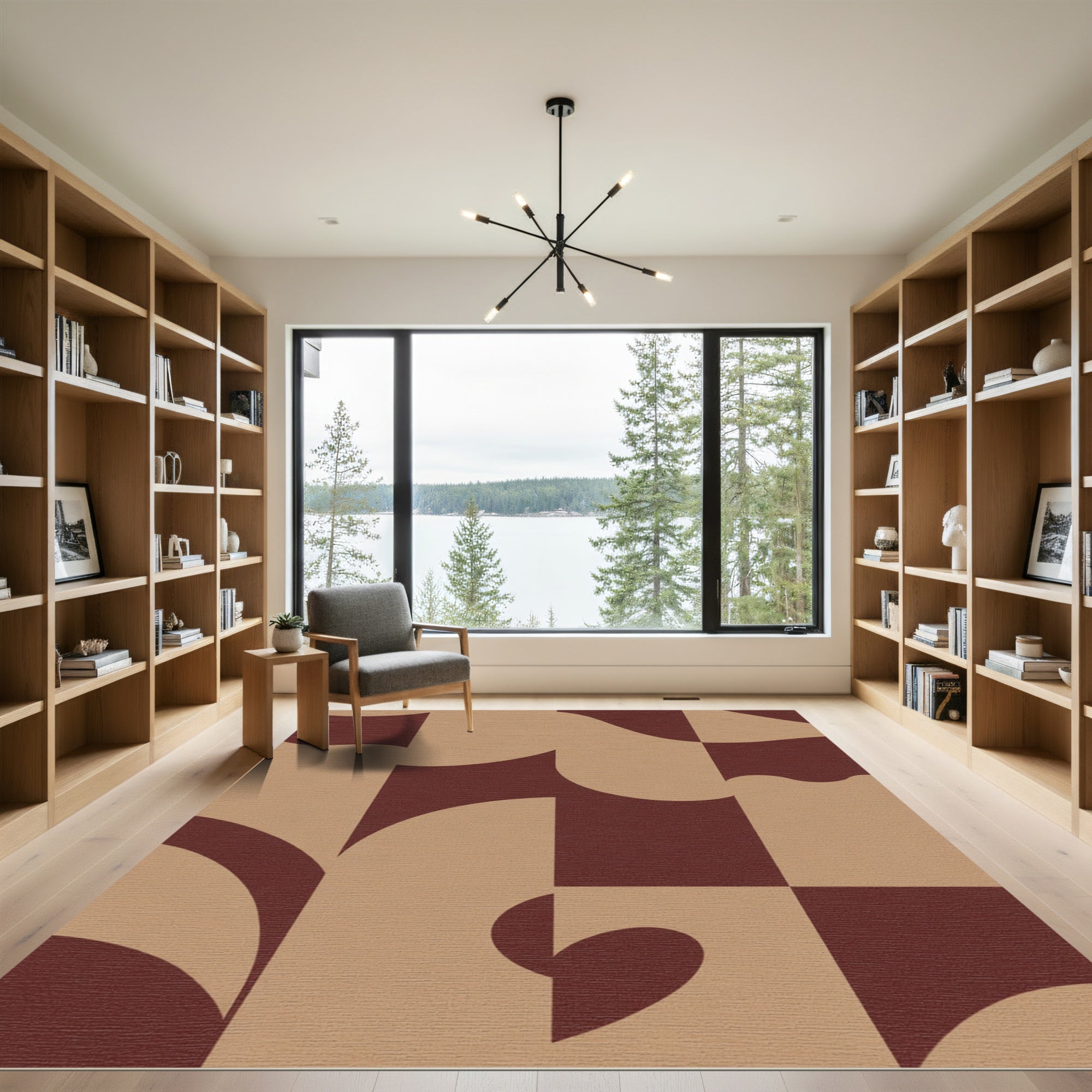 Terracotta Beige Abstract Arch Rug