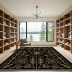 Gold Botanical Garden Black Medallion Rug