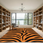 Bold Orange Black Tiger Stripes Rug