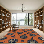 Terracotta Starburst Folk Art Tiles Rug