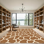 Brown Beige Organic Abstract Overlay Rug