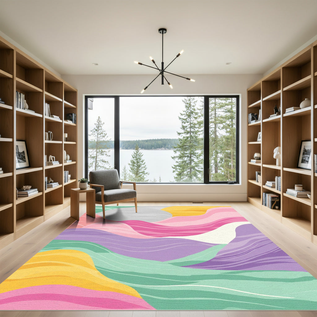 Soft Pastel Wavy Landscape Rug