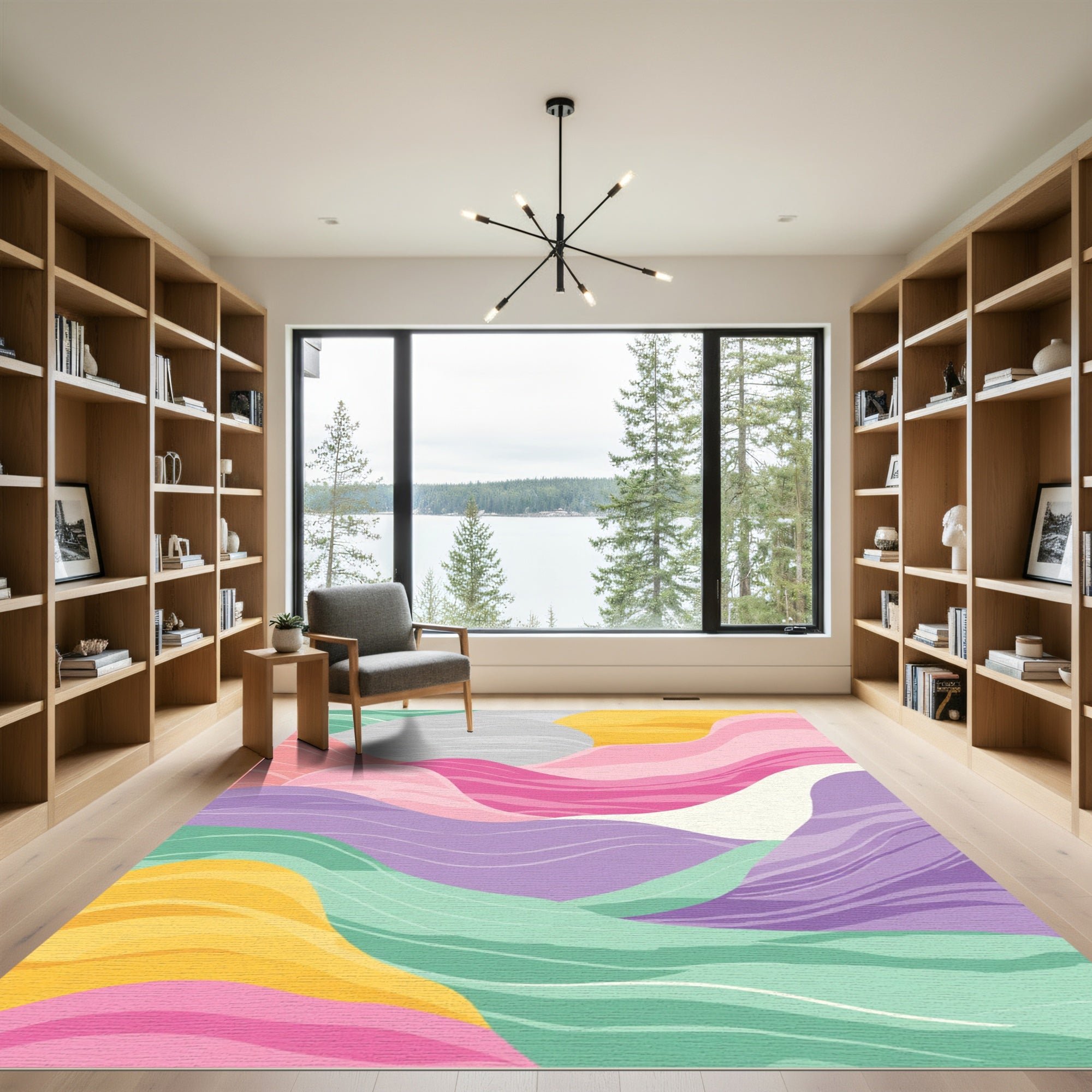 Soft Pastel Wavy Landscape Rug