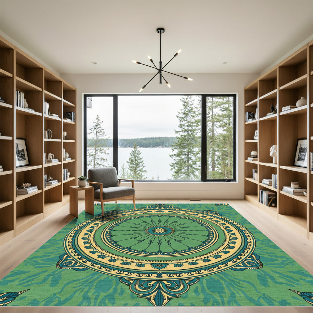 Mandala Medallion with Leaf Accents Rug
