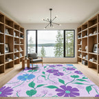 Lavender Purple Blue Floral Whimsy Rug